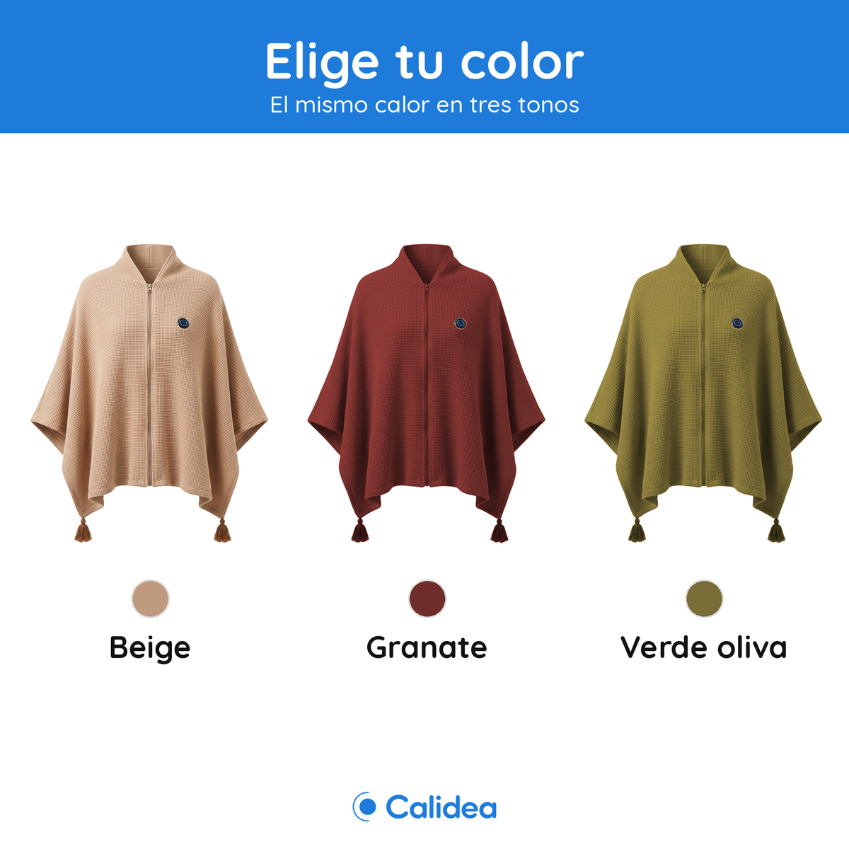Poncho-manta calefactable con 3 niveles de calor